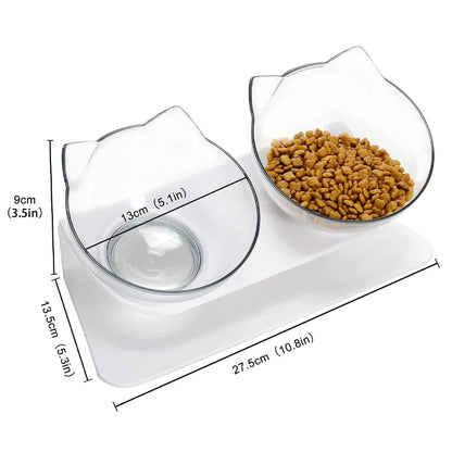 Elevated Non-Slip Double Cat Bowls with Raised Stand