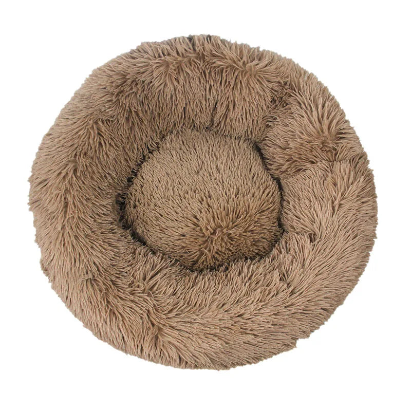 Round Plush Dog Bed Kennel Cat Cushion Washable Soft Small Medium Big Pet